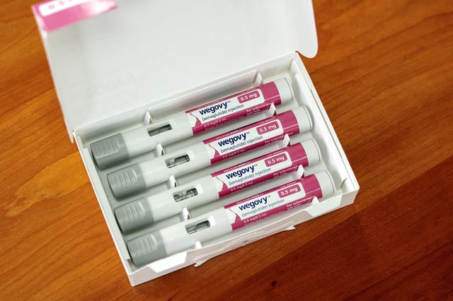 A selection of injector pens for the Wegovy weight loss drug are shown in this photo illustration in Chicago, Illinois, U.S., March 31, 2023.