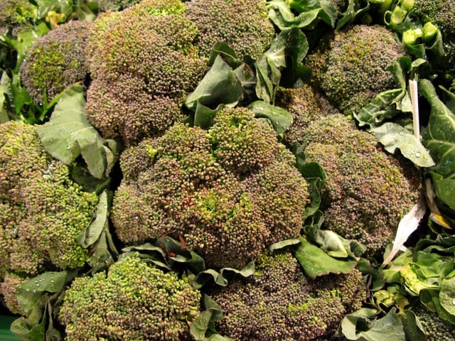 Generic stock picture of broccoli on dispaly in a supermarket.