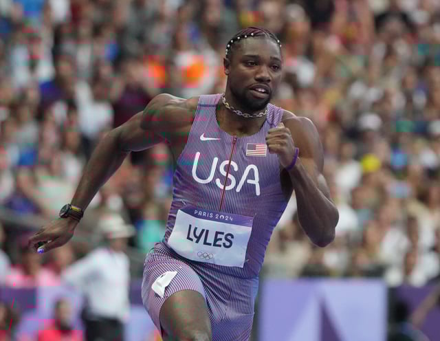 Noah Lyles in the men's 200 semifinals on Wednesday