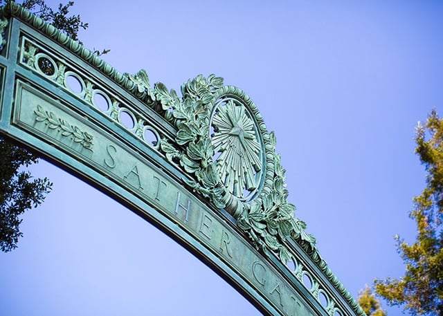 Close-up photo of Sather gate on the UC Berkeley campus