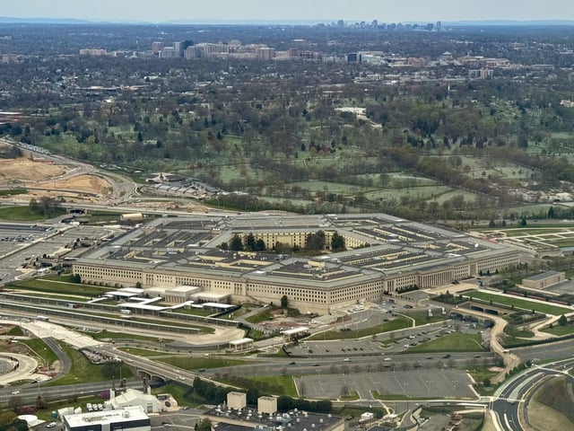 An aerial view of the Pentagon on March 31, 2024.