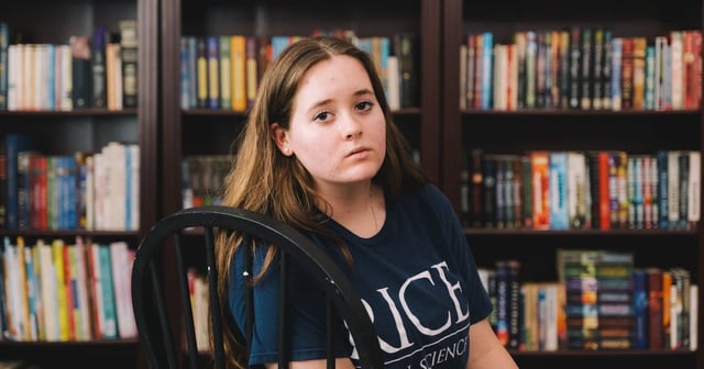 Kaylee Caudle, a 19-year-old student at Rice University, poses for a portrait in her home in Tomball, on Sunday, Aug. 4, 2024.