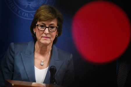 Harris Co. District Attorney Kim Ogg addresses the media at the Criminal Justice Center in Houston on Tuesday, Aug. 13, 2024.