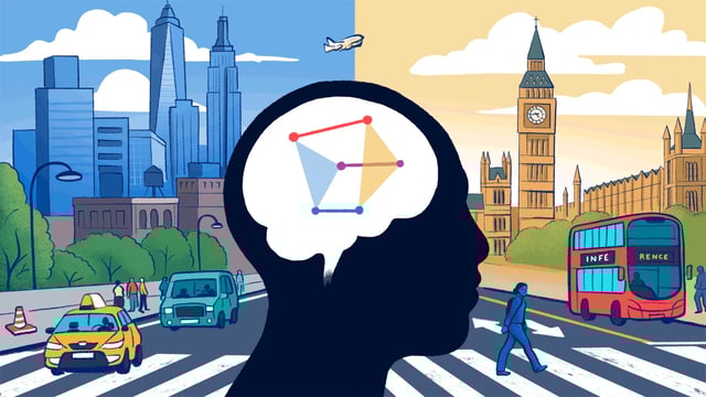As pedestrians infer different rules of the road in different cities, their brains embody distinct abstract representations of that inferential reasoning. Credit: Columbia’s Zuckerman Institute