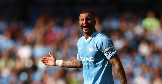 Soccer Football - Premier League - Manchester City v Fulham - Etihad Stadium, Manchester, Britain - September 2, 2023 Manchester City's Kyle Walker reacts REUTERS/Molly Darlington 