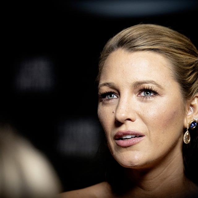 US actress Blake Lively looks on during the premiere of the movie "It ends with us" in Copenhagen on August 9, 2024. She has come under fire for resurfaced comments she made about transgender people.