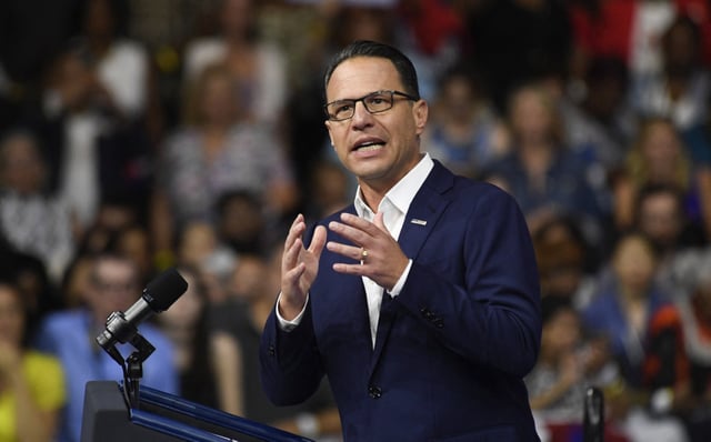 Josh Shapiro during the first Harris-Walz campaign event in Philadelphia, on Aug. 6, 2024.