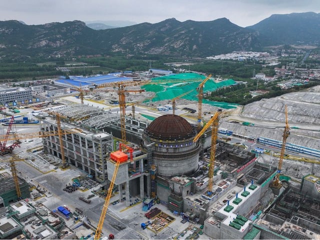 The Tianwan Nuclear Power Station Unit 8 under construction in Jiangsu Province in 2024. Photographer: Li Bo/Xinhua/Getty Images