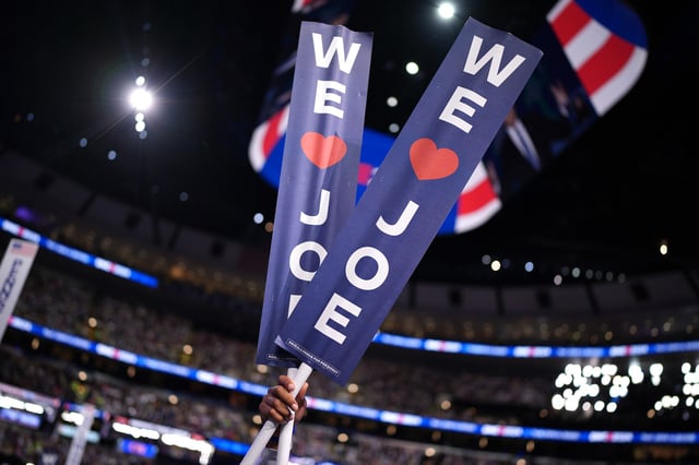 A 'We Love Joe' sign at DNC
