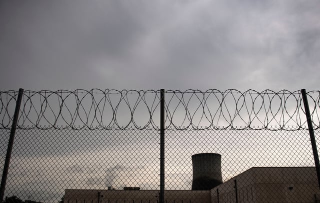 Barbed Wire fencing lines the walkways at Trousdale Turner Correctional Facility in Hartsville , Tenn., Monday, Aug. 14, 2023.