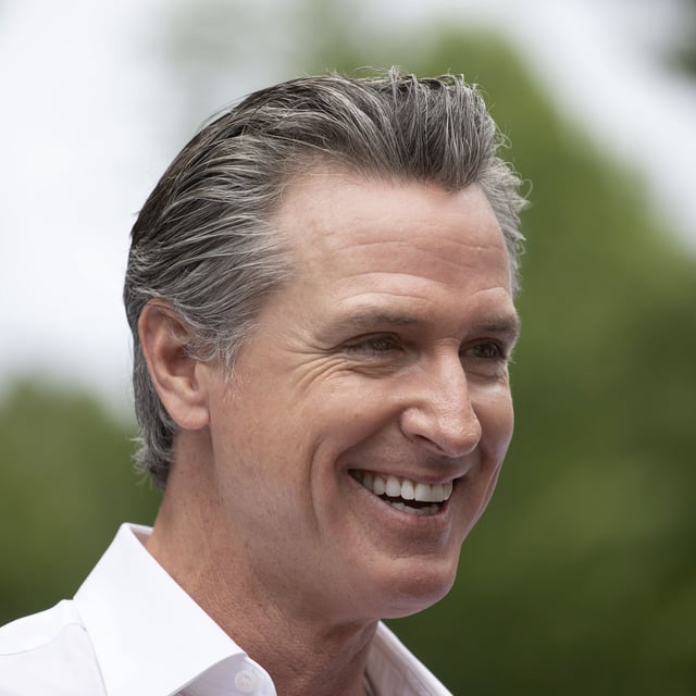 California Governor Gavin Newsom speaks in South Haven, Michigan on July 4, 2024. A deal brokered by Assemblymember Buffy Wicks with California Governor Gavin Newsom and tech companies to provide funding for California news outlets sparked criticism from journalists.