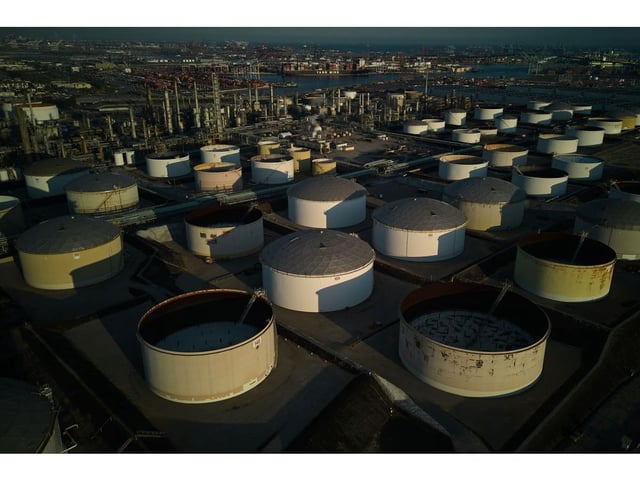 Fuel storage tanks at the Phillips 66 Los Angeles refinery in Wilmington, California, US, on Thursday, March 21, 2024. Phillips 66 is scheduled to release earnings figures on April 26. Photographer: Bing Guan/Bloomberg