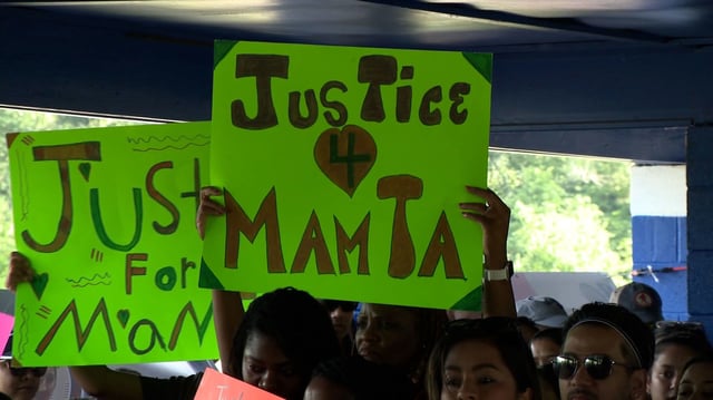 Community members gather to honor Mamta Kafle Bhatt in Manassas Park, Virginia, on Saturday, August 24.
