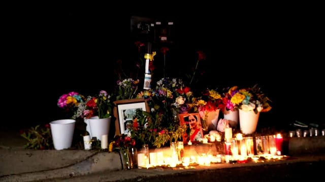 A memorial for Mamta Kafle Bhatt is seen outside her home in Manassas Park, Virginia, on Saturday, August 24.