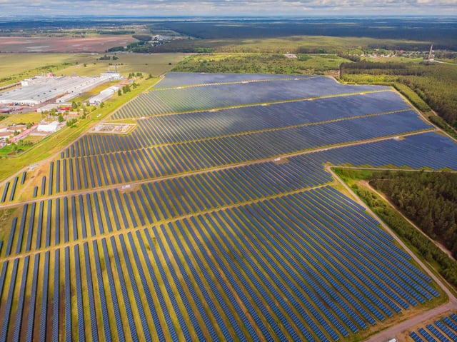 Solar power plant in the field