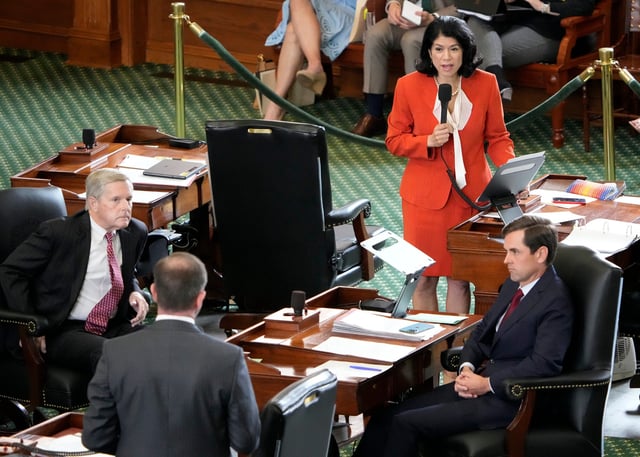 Sen. Carol Alvarado, D-Houston, shown debating in the Texas Senate last year, announced Friday that the Texas Senate Democratic Caucus was requesting a U.S. Justice Department investigation into Republican-led efforts to purge Texas' voter registration rolls.