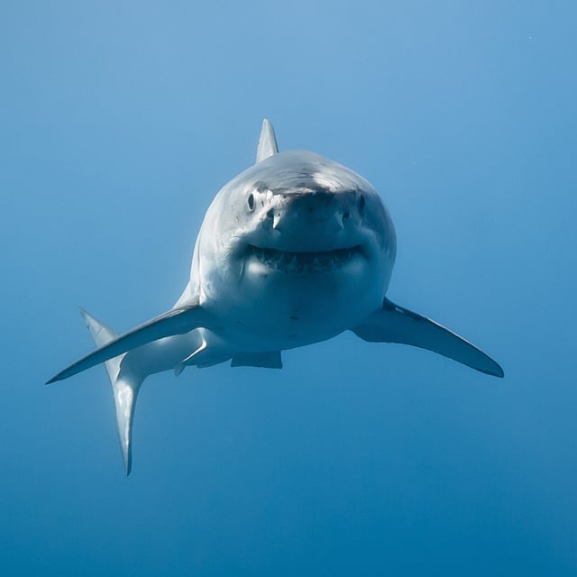 A great white shark captured in the Pacific Ocean near the coast of Guadalupe Island. According to the tracking data, a great white shark is most likely the culprit of the attack on the pregnant porbeagle.
