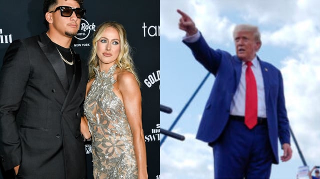 LEFT: Patrick and Brittany Mahomes (Evan Agostini/Invision/AP) RIGHT: (AP Photo/Julia Nikhinson)