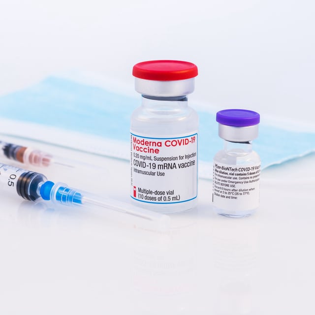A stock image of a Pfizer BioNTech and Moderna Covid-19 vaccine on a white background. Due to the closure of the federal Bridge Access program, millions of Americans will now have to pay $200 for COVID-19 vaccines.
