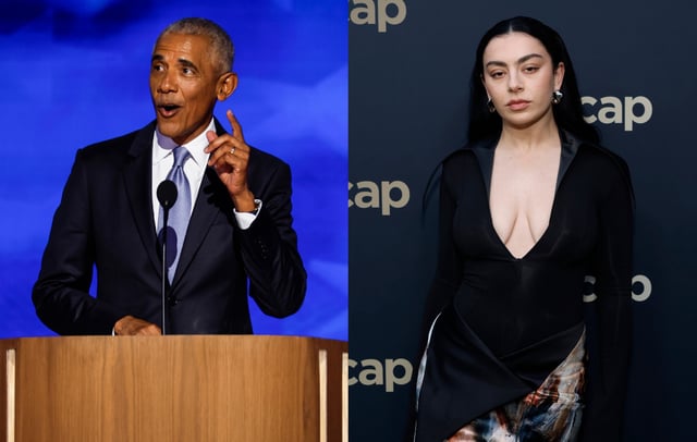 Barack Obama, Charli XCX. Credits: Chip Somodevilla/Getty Images and Emma McIntyre/Getty Images