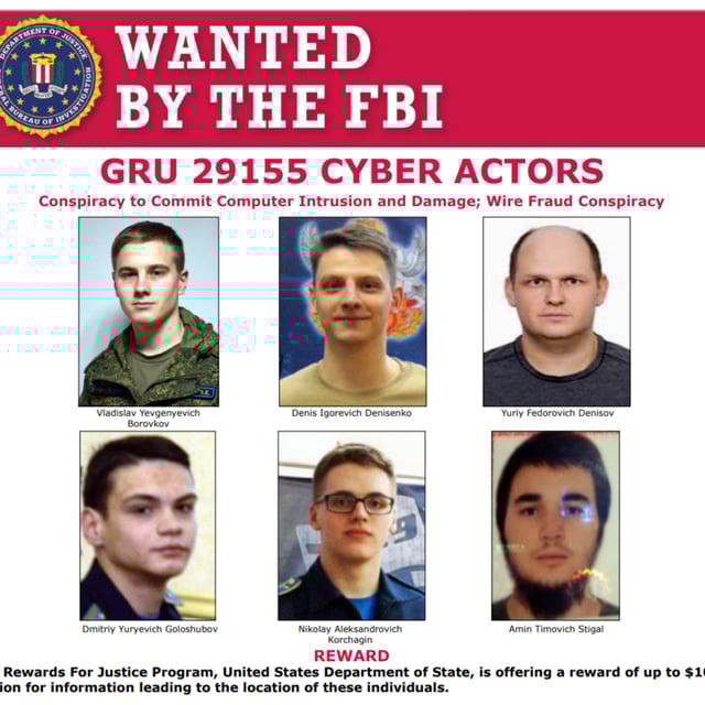 The six hackers wanted by the FBI for their engagement in malicious cyberactivity between December 2020 and August 2024. The Department of Justice is Offering a $10 million reward for information on the location of each of the hackers.