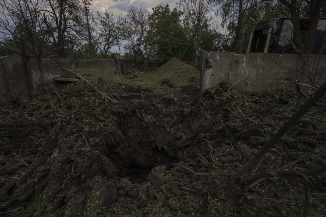 Crater in Pokrovsk After Russian Rocket Attack