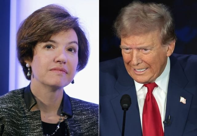 L: "New Yorker" writer Susan Glasser R: Donald Trump at the ABC debate (Chip Somodevilla; Win McNamee/Getty Images)