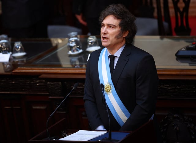 Argentine President Javier Milei presents the fiscal year 2025 budget, at the National Congress in Buenos Aires, Argentina, September 15, 2024. REUTERS/Agustin Marcarian