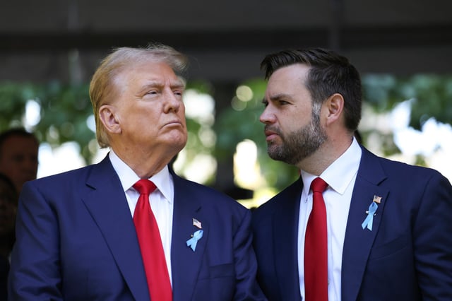 Donald Trump and JD Vance at the 9/11 Memorial ceremony on Sept. 11, 2024, in New York. 