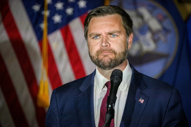 JD Vance at a campaign rally on August 15, 2024 in New Kensington, Penn.