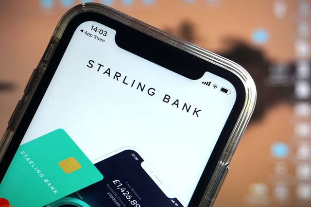 The Starling Bank banking app on a smartphone in London in August 2020.