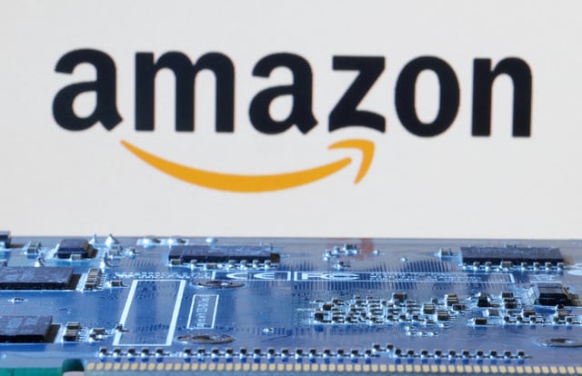 Amazon logo is seen near computer motherboard in this illustration taken January 8, 2024. REUTERS/Dado Ruvic/Illustration/File Photo