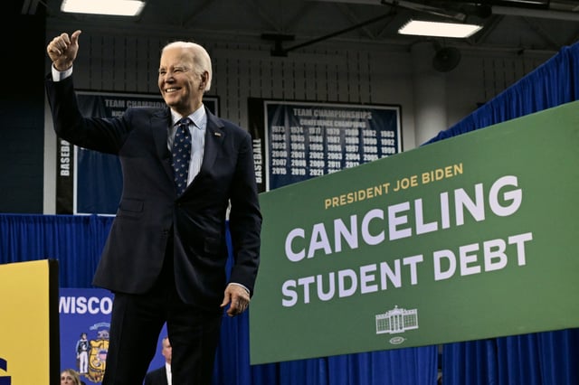 Joe Biden in Madison, Wis., on April 8, 2024.