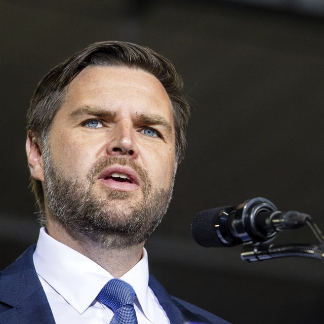 JD Vance at a campaign stop in Sparta, Michigan, September 17, 2024. Vance, an Ohio Senator, is continuing to lose the support of the sources for his allegation that his Haitian constituents are eating people's pets.