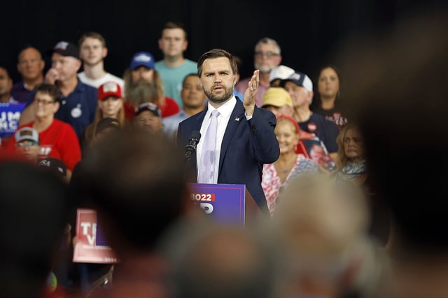 Sen. JD Vance speaks at a campaign event in Raleigh, North Carolina on September 18, 2024.