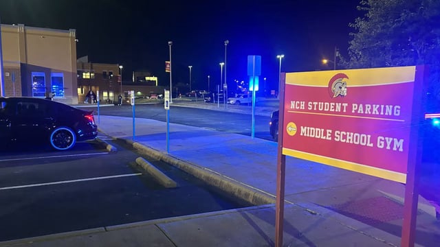 Police respond to a report of shots fired and one person possibly grazed with a bullet shortly after 8:30 p.m. on Friday, Sept. 20, 2024. North College Hill High School was playing football against Woodward High School.