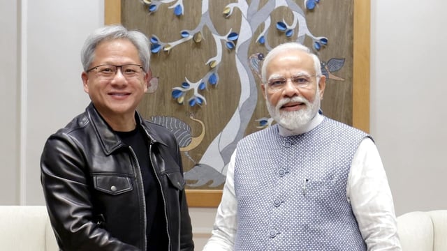 Nvidia CEO Jensen Huang with Indian PM Narendra Modi
